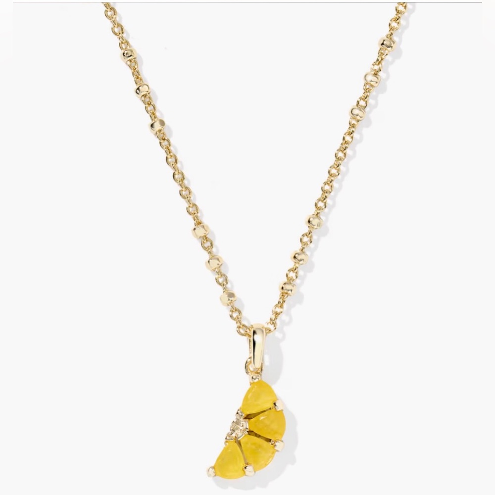 Kendra Scott Lemon Gold Short Pendant Necklace - New in Box / Dust Bag